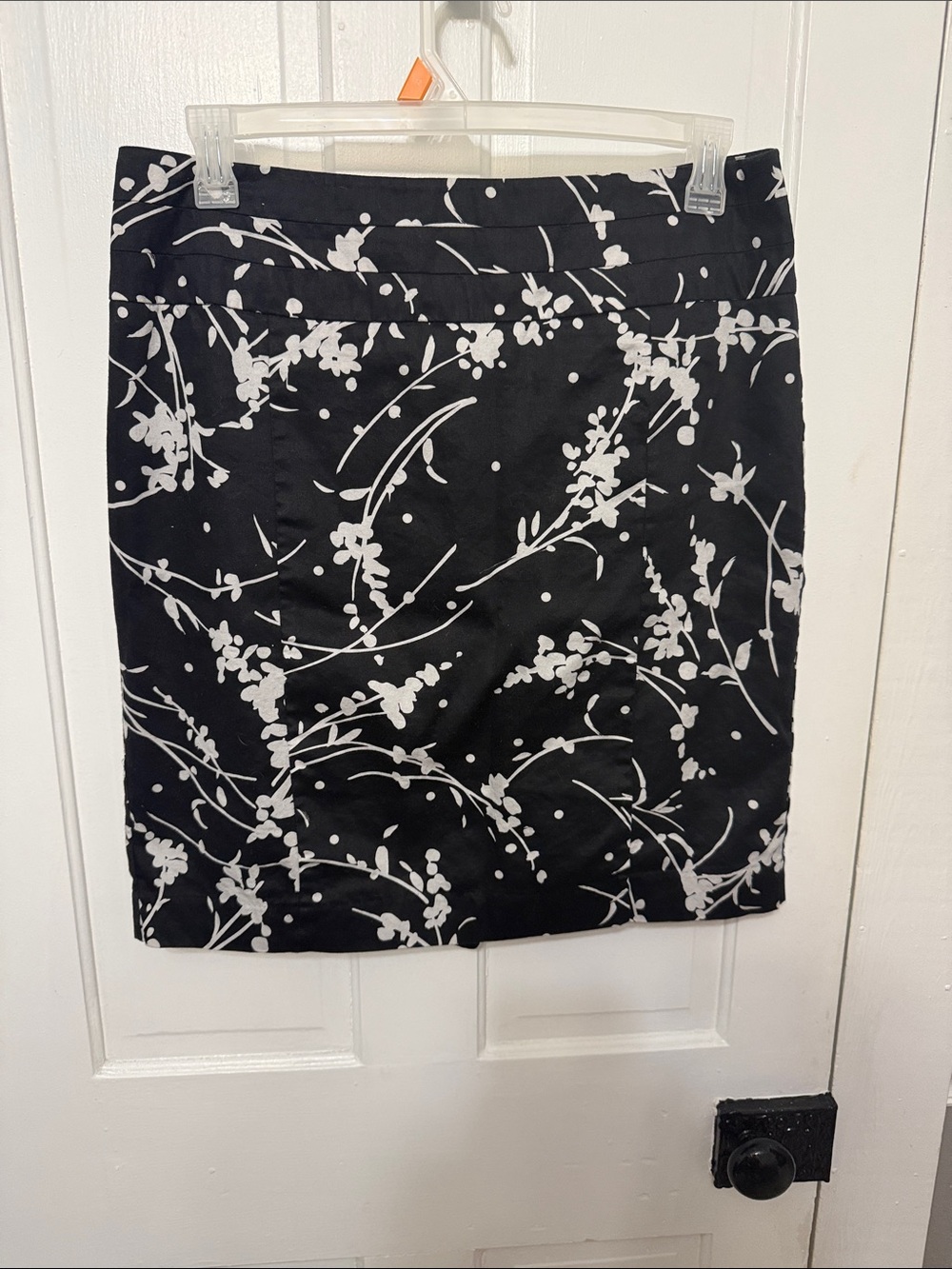Covington Black Pencil Skirt with Gray Floral Print